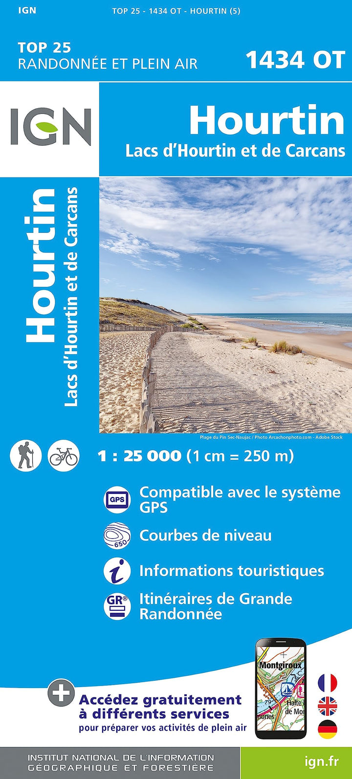 1434OT Hourtin Lacs d''Hourtin et de Carcans (TOP 25), Karte