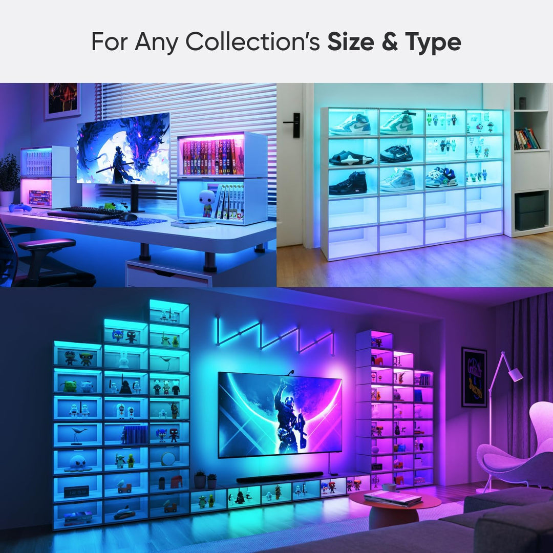Nanoleaf Smart LED Schuhboxen 4er Starterpack, Stapelbare transparente Vitrinen für Figuren &amp; Dekora