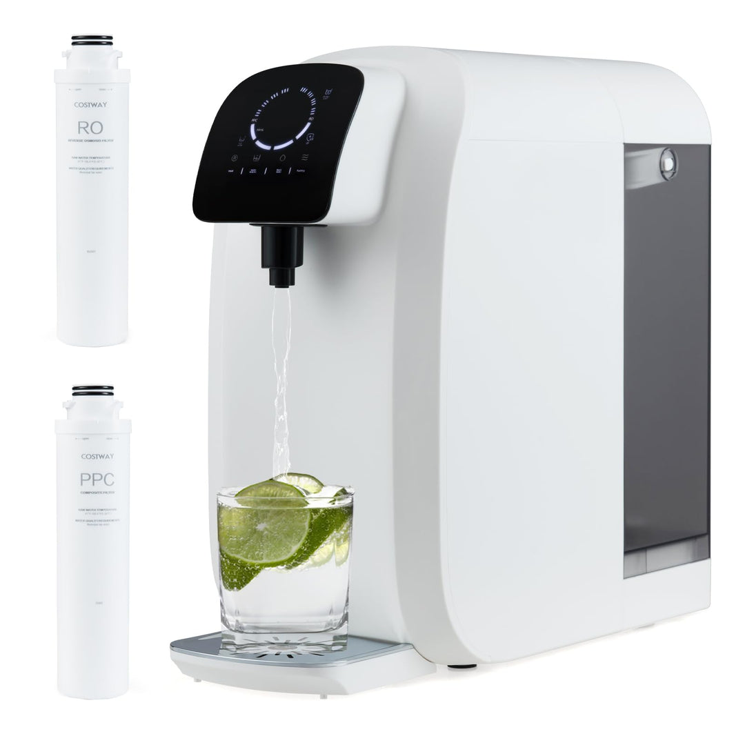 COSTWAY Umkehrosmose Wasserfilter, RO+PPC Wasserfiltrationssystem mit UV-Licht, Umkehrosmoseanlage T