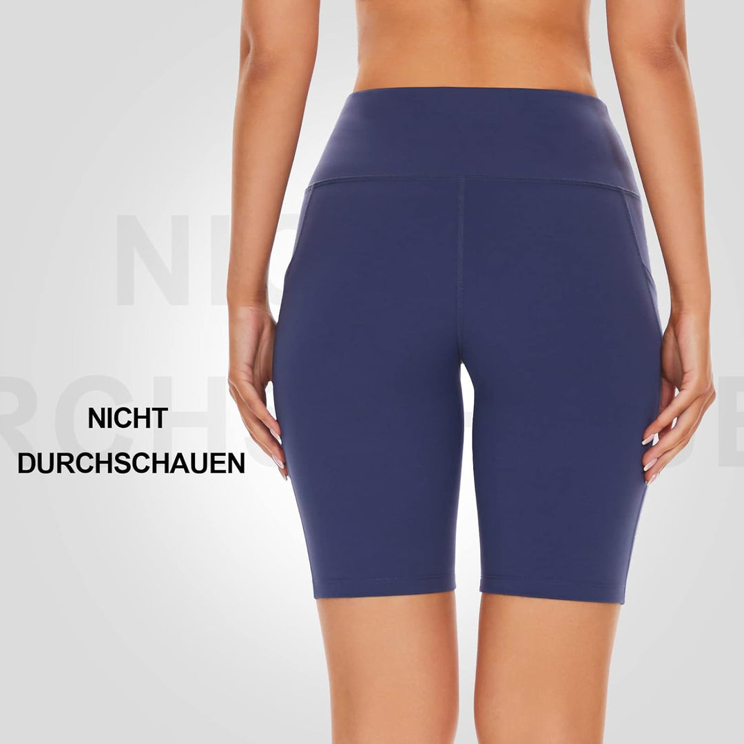 SIMIYA Radlerhose Damen, Kurze Leggings mit Handytasche Blickdichte High Waist Sporthose Damen Kurz,