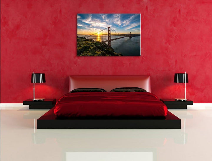 Pixxprint Gigantische Golden Gate Bridge in San Francisco, Format: 100x70 auf Leinwand, XXL riesige