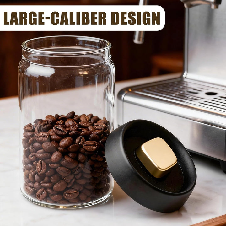 GBKDQQ 2 Stück Kaffeedose luftdicht 1800ml: Vakuumbehälter Glas, Kaffeebehälter luftdicht, Vakuumver