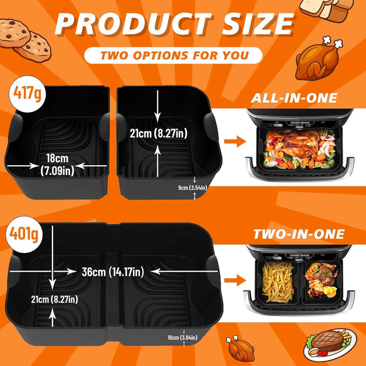 28 Stück Silikonform Heissluftfritteuse für Ninja Foodi Flexdrawer 10,4 l AF500EU, COSORI Heissluftf