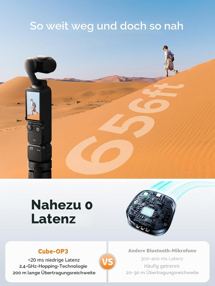 Godox Cube-OP3 Wireless Mikrofon Kit1 für DJI Pocket 3, ultraleichtes Design, 200m (656ft.) Übertrag