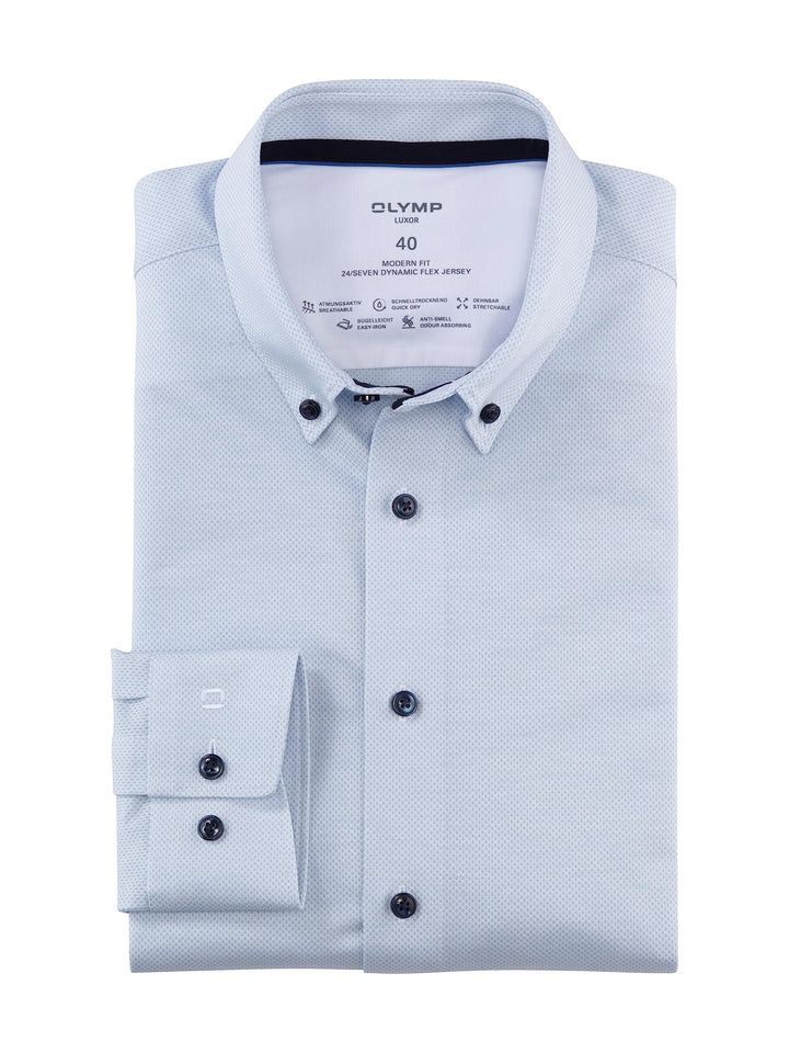 OLYMP Herren Businesshemd Langarm Luxor 24/Seven,modern fit,Button-Down-Kragen 37 Bleu 11, 37 Bleu 1