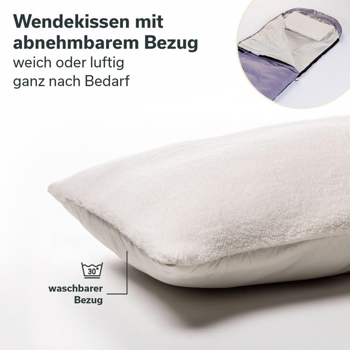 Skandika Deckenschlafsack Skye | Schlafsack 3 Jahreszeiten, mit Kissen, koppelbar, 220 x 75 cm, 250g