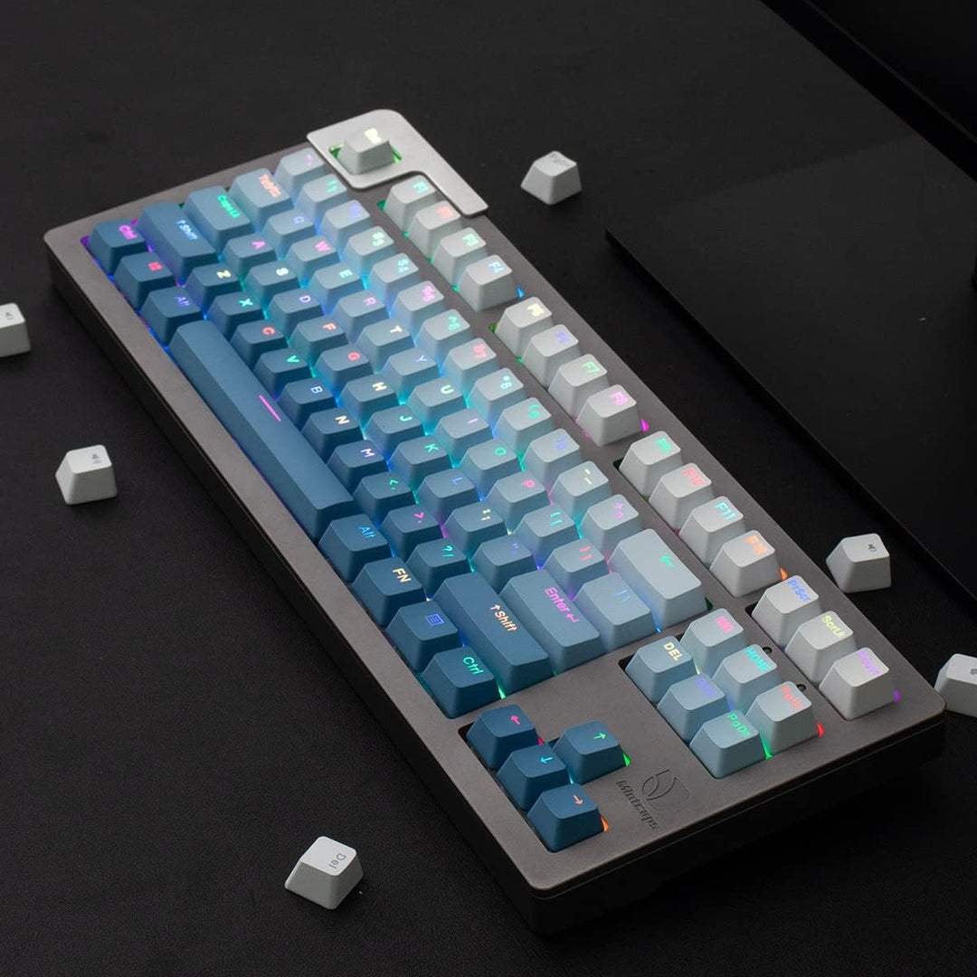 123 Tasten Double Shot PBT Tastenkappen OEM Profil Gradient Blue Backlit Keycaps für 61/87/104/108 C
