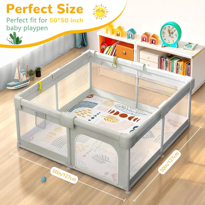 Spielmatte Baby 127×127cm mit Rutschfest, Extra Dicke 2cm Weiche Krabbelmatte Baby, Faltbar Krabbeld