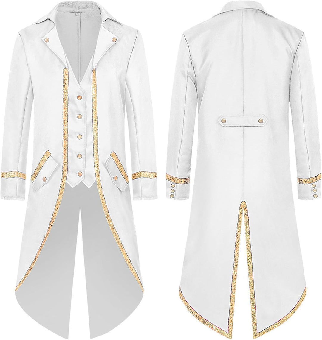 Viktorianische Steampunk Jacke für Herren Vintage Gothic Piraten Slim Fit Frack Wikinger Renaissance