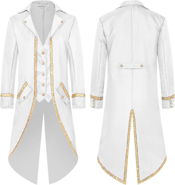 Viktorianische Steampunk Jacke für Herren Vintage Gothic Piraten Slim Fit Frack Wikinger Renaissance