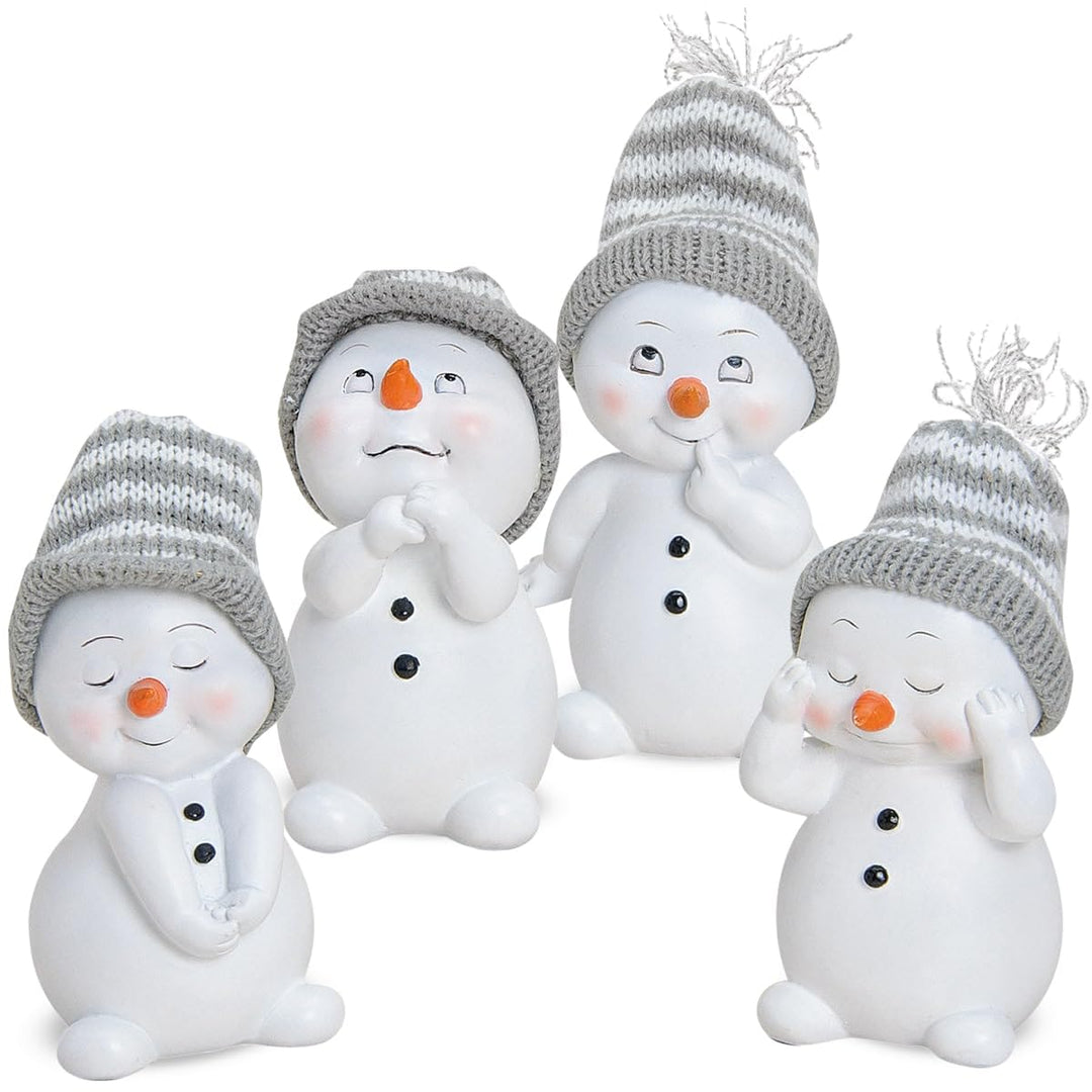 matches21 HOME & HOBBY Kleine Schneemann Deko Figuren für Weihnachten im 4er Set - Süsse 11cm Weihna
