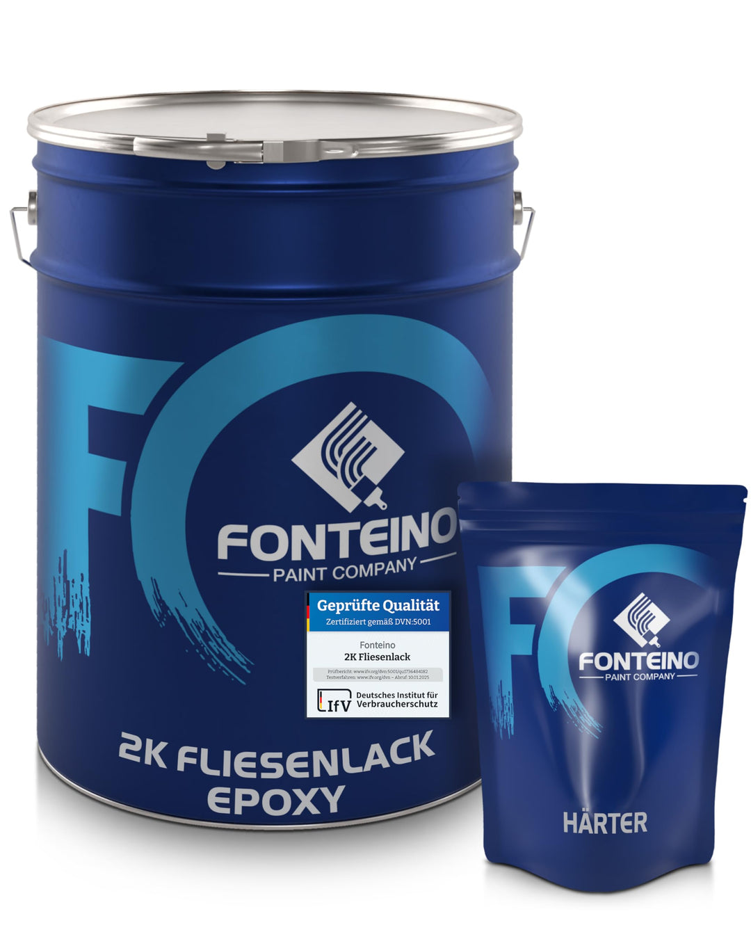 Fonteino 2K Fliesenlack Fliesenfarbe Wandfliesen Bodenfliesen - Ultramarinblau 10Kg 10 kg (1er Pack)