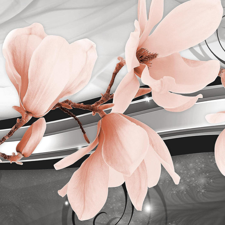 Runa Art Wandbilder Blumen Magnolien 5 Teilig Bild auf Vlies Leinwand Deko Wohnzimmer Abstrakt Schwa