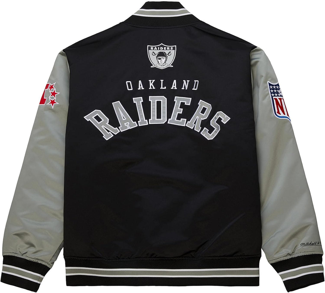 Mitchell & Ness NFL Primetime Heavyweight Satin Jacke, Oakland Raiders, Schwarz