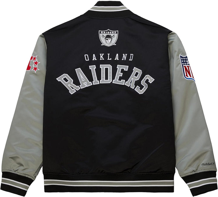 Mitchell & Ness NFL Primetime Heavyweight Satin Jacke, Oakland Raiders, Schwarz