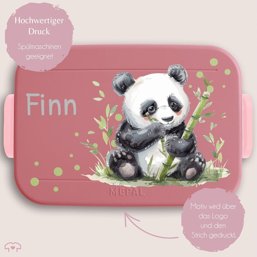 Kinder Bento Box Midi Mepal Bentobox - Panda - Personalisierbare Brotdose mit Pandabär | Lunchbox fü