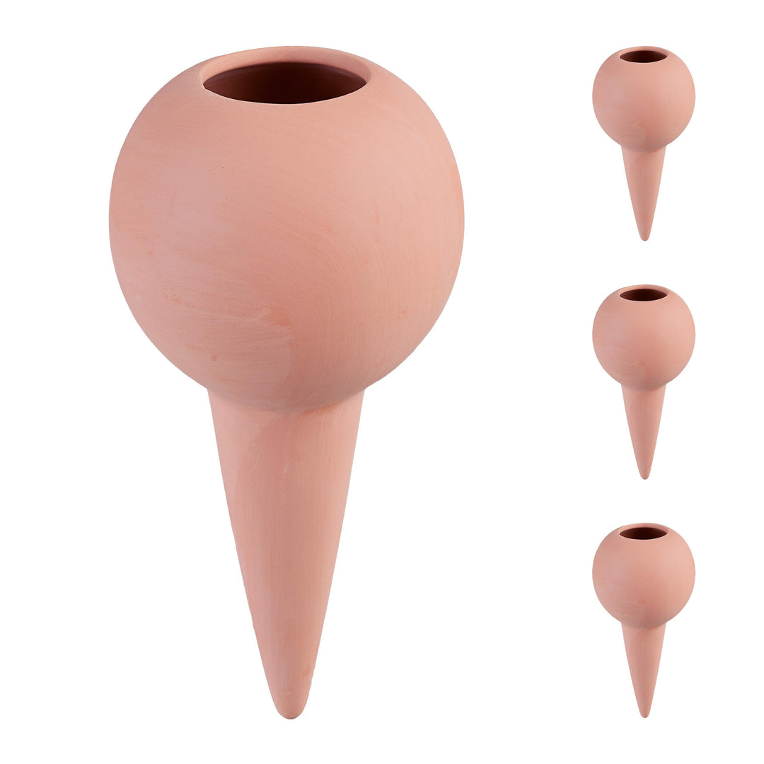 Relaxdays Tonkegel Bewässerung, Giesskegel 4er Set, 1,5 Liter PET-Flaschen, für Zimmerpflanzen &amp; Bal