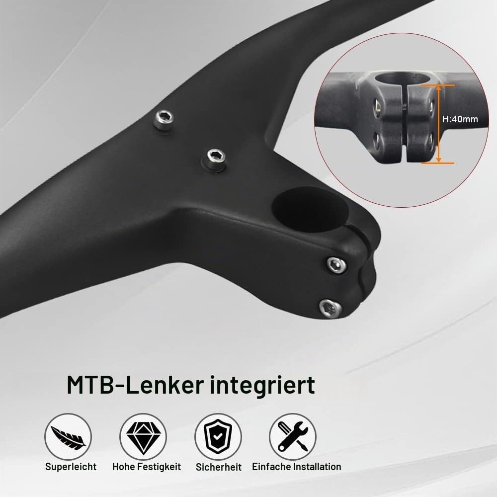 RXL SL MTB Downhill Carbon Lenker - Integrierter Riser 28.6mm, 720x70mm für Mountainbike und Fahrrad
