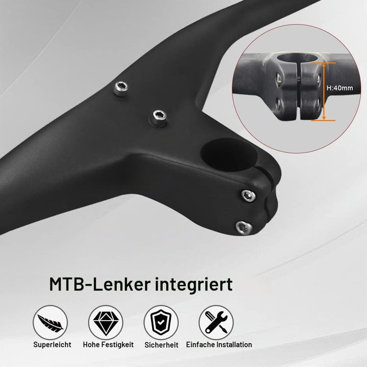 RXL SL Integrierter MTB Lenker - Carbon Riser Mountainbike Lenker 28.6mm, 700x90mm Fahrradlenker, Do