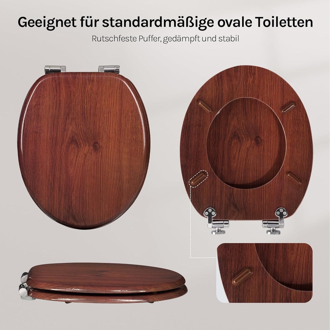 WOLTU #2 Premium WC-Sitz Toilettensitz mit Absenkautomatik, MDF Holzkern, Softclose Scharnier, Antib