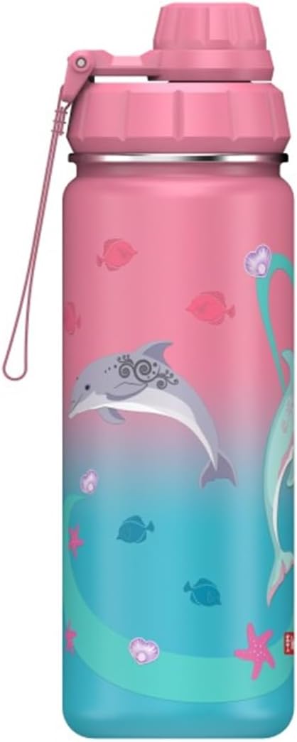 Step by Step Isolierte Edelstahl-Trinkflasche „Sealife“, rosa, BPA-frei, für Schule, Kindergarten, h
