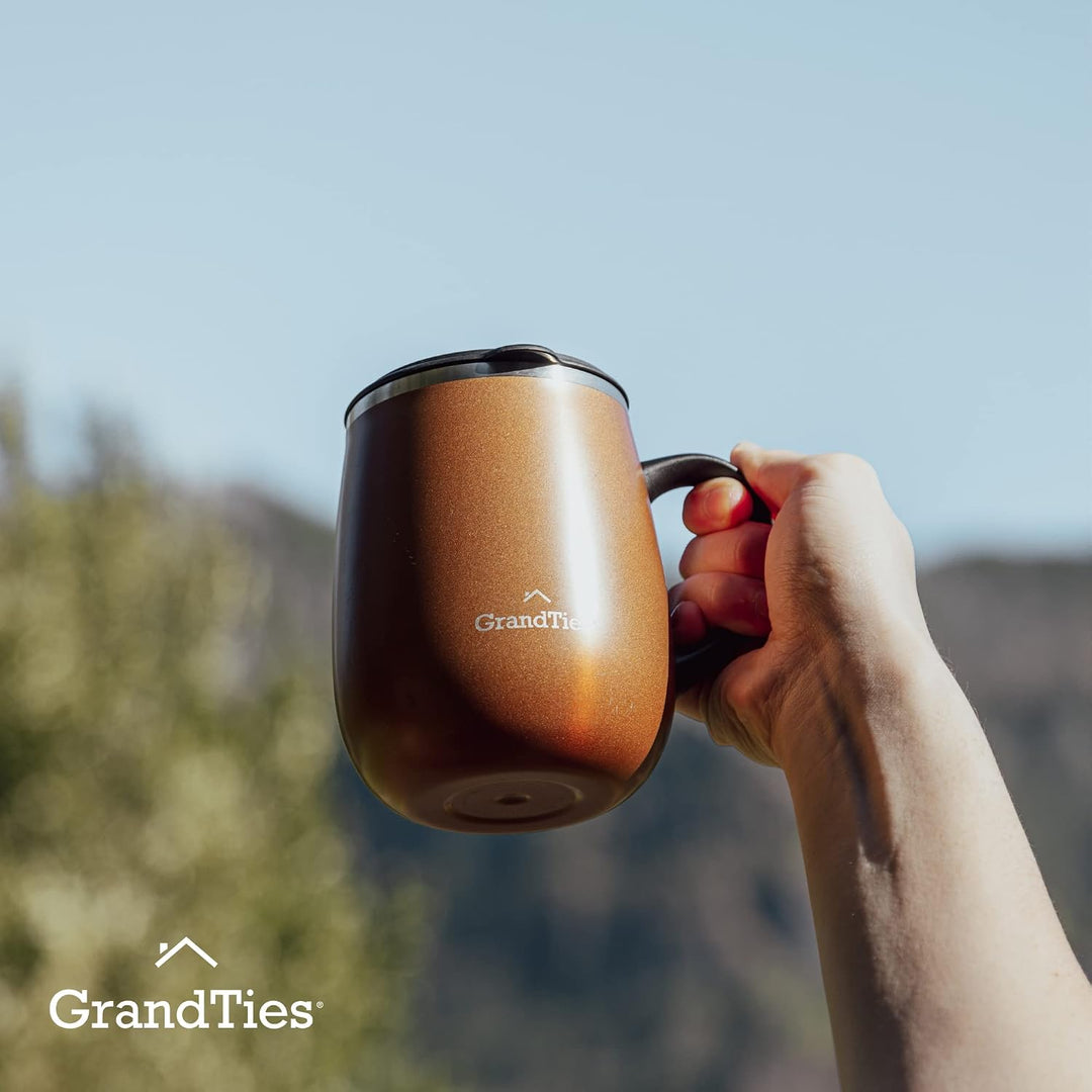 Grandties Isolierter Kaffeebecher mit Griff – Schiebedeckel für spritzwassergeschützte 460 ml-Form T