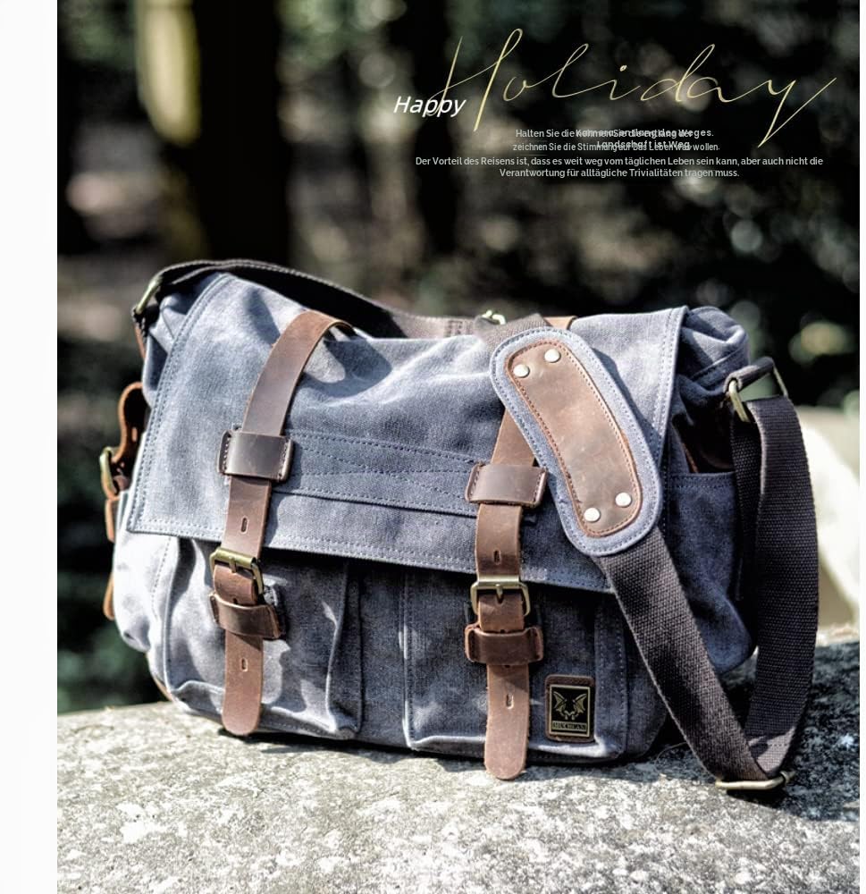 Eysee® Herren Canvas Schultertasche Umhängertasche 33cm (L) X 27cm(H) X 11cm(W) (Grau), Grau
