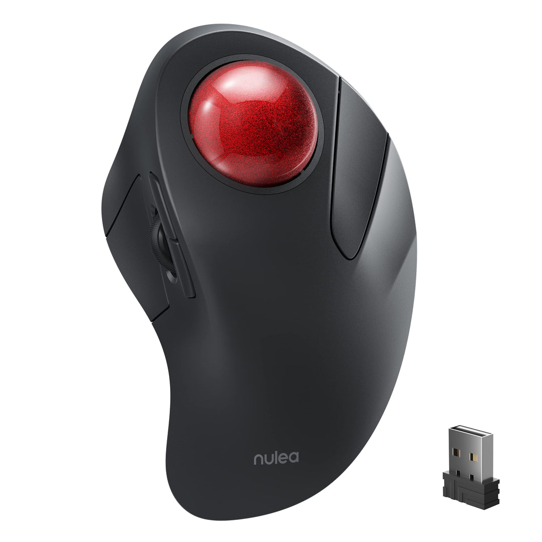 Nulea Kabellose Trackball-Maus,Ergonomisch & Wiederaufladbar,Zeigefingersteuerung,5-stufig DPI (1600