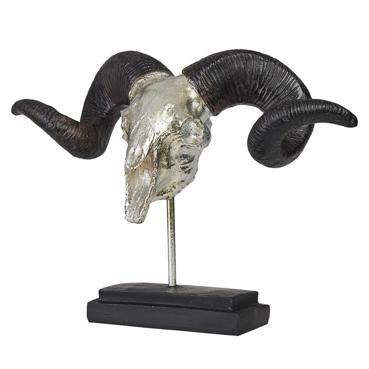 Hansmeier® Deko Skulptur Widder | Silber | Für Aussen und Innen | 39 x 28 x 17 cm | Einrichtung Stat