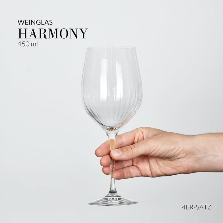 Krosno Rotweingläser | 4er Set | 450 ML | Harmony Lumi Collection | Trinkgläser Hochzeitsgeschenk |