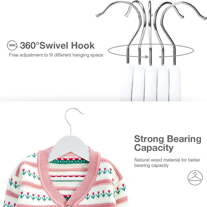 HOUSE DAY Kleiderbügel Kinder Holz 20 Stück - Weisse Kinderbügel Stabil 35,5cm Breit für 3-15 Jahre,