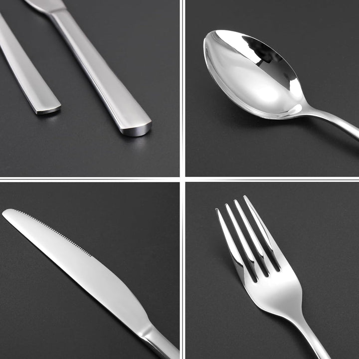 Besteck Set 6 Personen, 30 teilig Edelstahl Besteckset, Essbesteck Set mit Messer Gabel Löffel, Hoch