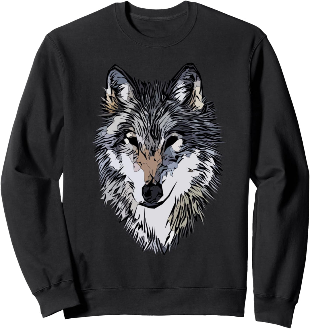 Wolf Waldtier Natur Vintage Aufdruck Tier Motiv Wolfskopf Sweatshirt