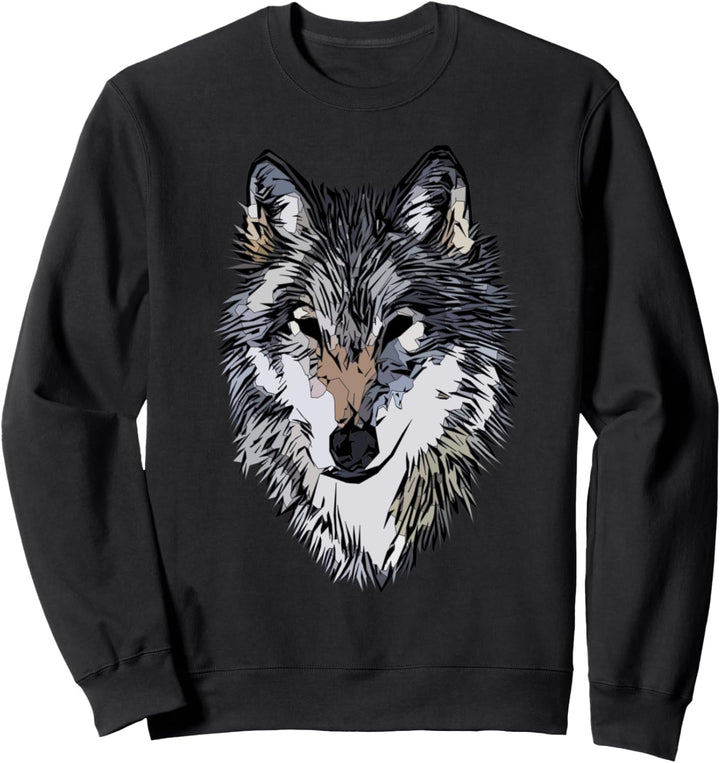 Wolf Waldtier Natur Vintage Aufdruck Tier Motiv Wolfskopf Sweatshirt
