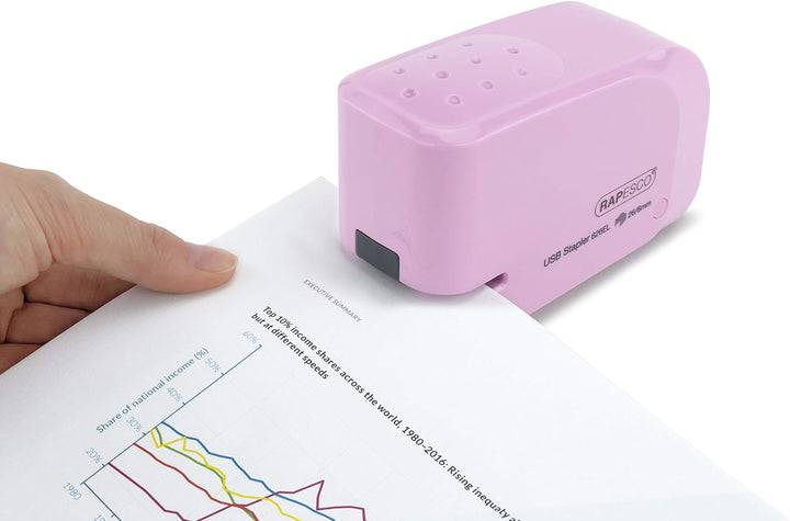 Rapesco 1451 626EL Automatisches USB/Batterie Heftgerät mit 1000 26/6mm Heftklammern, 15 Blatt Heftl