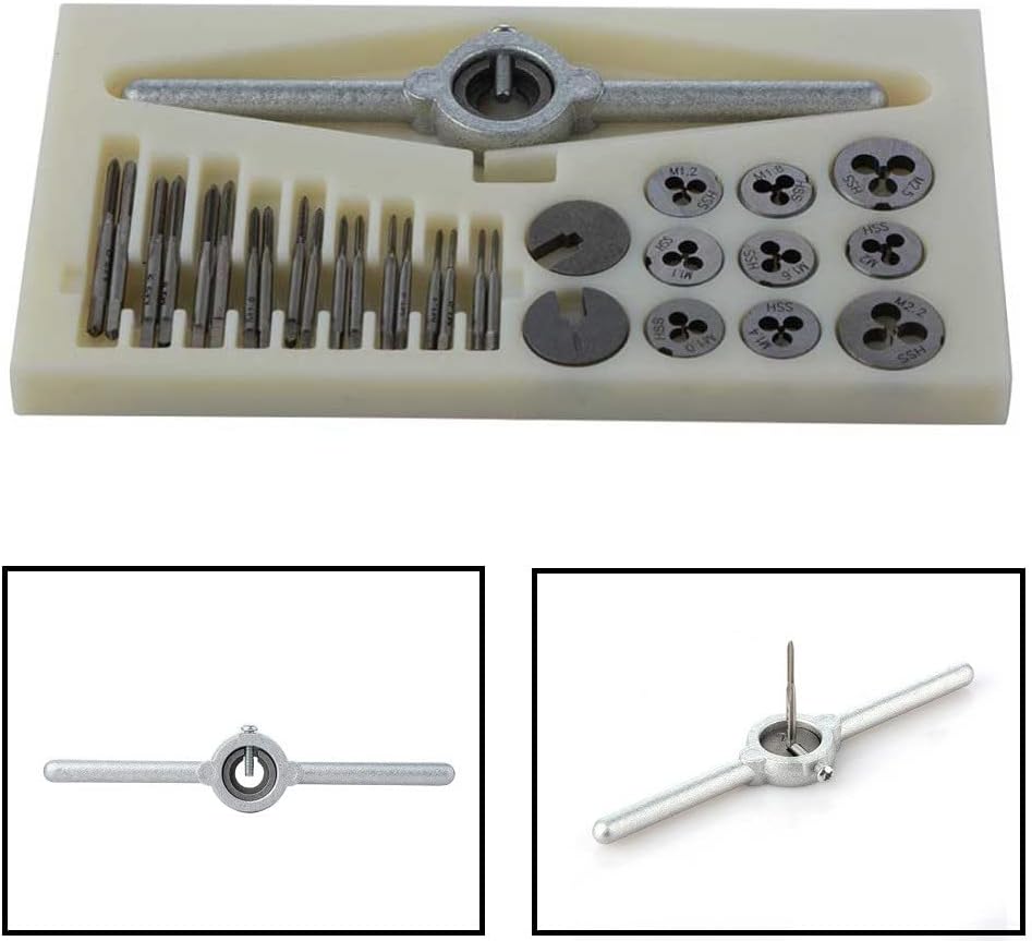 31 Stück M1-M2.5 HSS metrisches Gewindebohrer und Schneideisen-Set, Gewindebohrer, Gewindebohrer, Mi