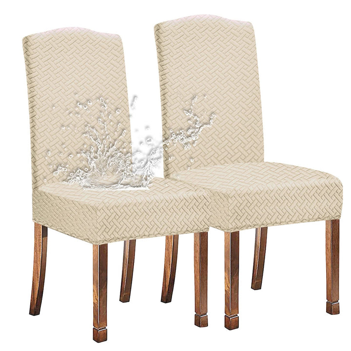 KELUINA Stretch wasserdichte Jacquard mit langem Gitter Esszimmer Stuhlhussen Home Decor, Stuhlhusse