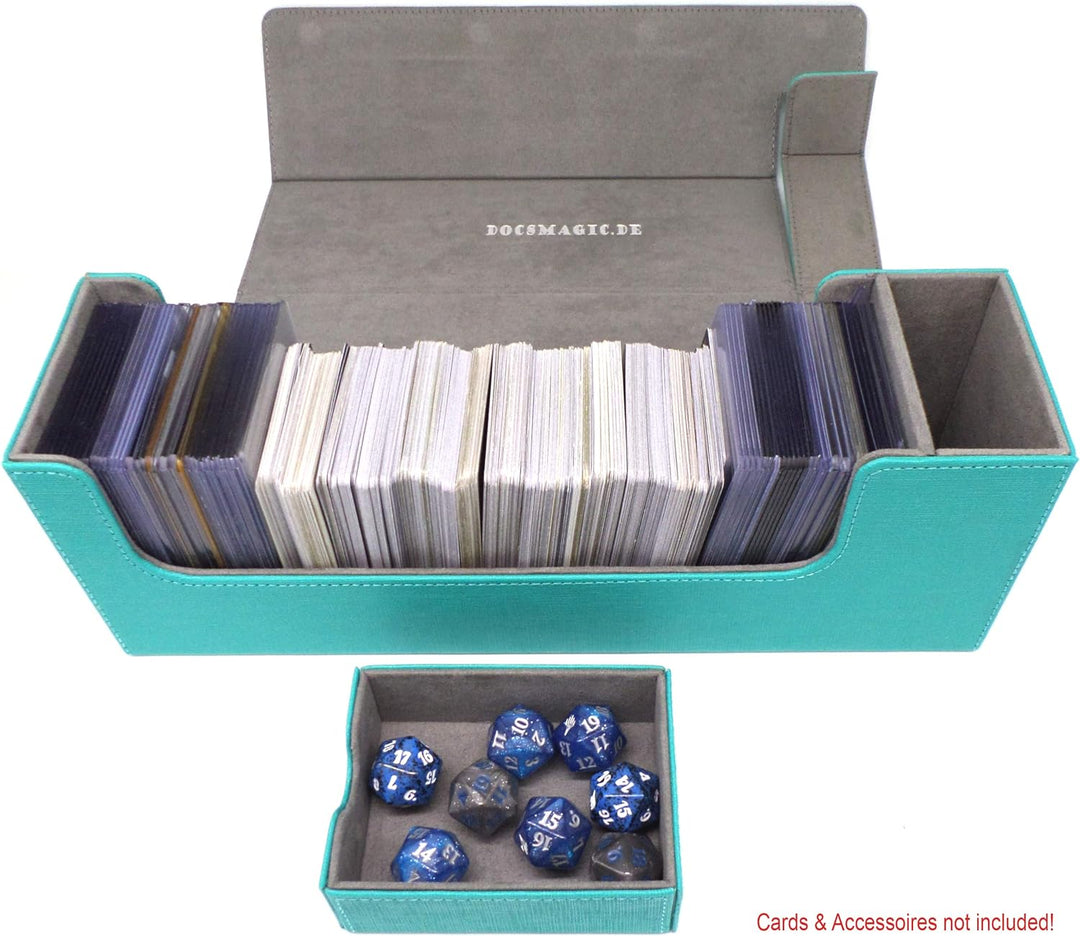 docsmagic.de Premium Magnetic Tray Long Box Mint Medium + 3 Flip Boxes - Aqua Medium + 3 Flip Boxes