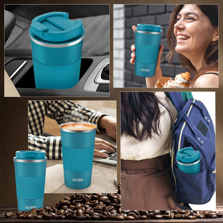 KETIEE Kaffeebecher to go,510ml Thermobecher Kaffee-to-go,Kaffeebecher Thermo,Doppelwandig Reisebech