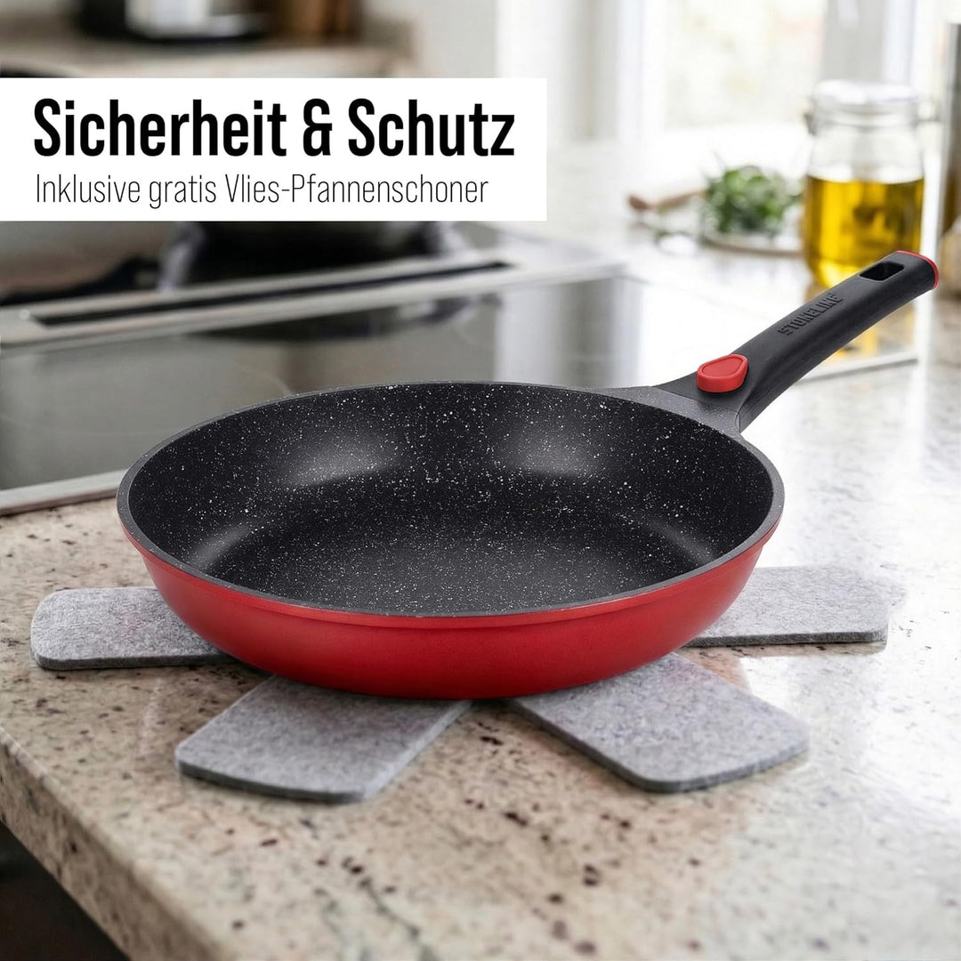 STONELINE SMART Bratpfanne 28 cm, Grosse Pfanne Aluguss, Abnehmbarem Griff, Pfanne Induktion, Alle H