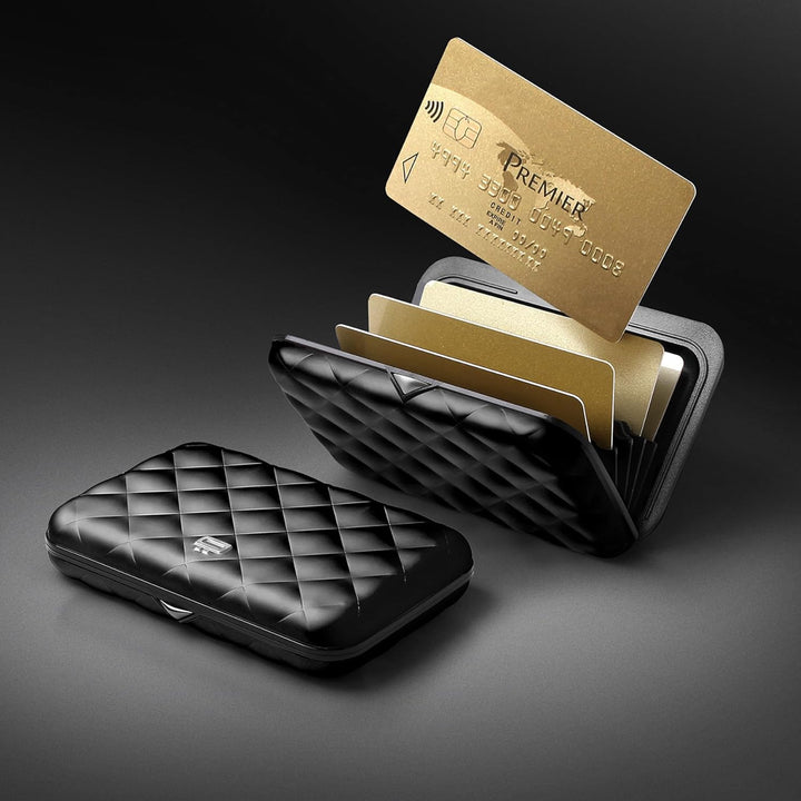 ÖGON Smart Wallets - Aluminium Geldbörse Quilted Button für Damen - RFID-Schutz - Bis zu 10 Karten u