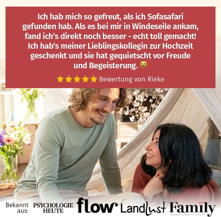 Sofasafari – Erlebnisbox für Paare, perfektes Valentinstagsgeschenk 2026, Frauen, Männer, Eltern, Sp
