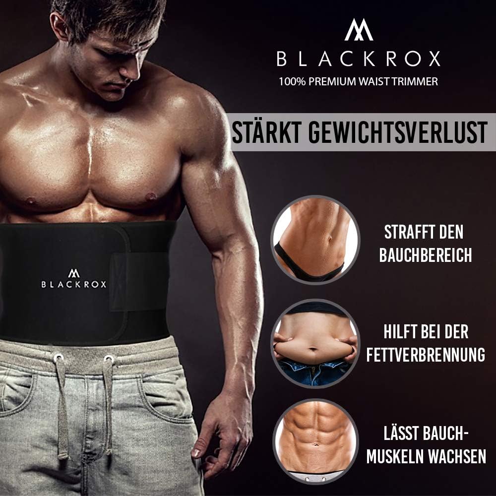 BLACKROX Waist Trimmer Fitnessgürtel Vergleichssieger Damen &amp; Herren,Schwitzgürtel zur Fettverbrennu