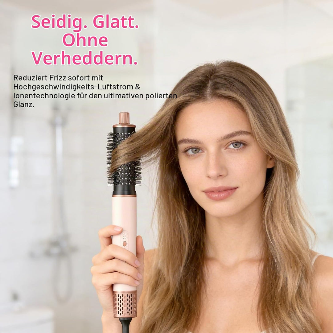 6 in 1 Hochgeschwindigkeit Hairstyler, 1400W Airstyler, Lonen Warmluftbürste, Rundbürstenföhn mit Lo