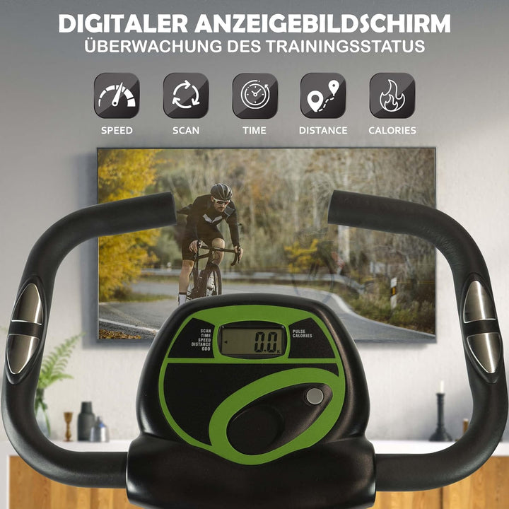 Fjoerdesports faltbarer Fahrradtrainer, Heimtrainer, Fitnessfahrrad LCD Trainingscomputer, klappbare