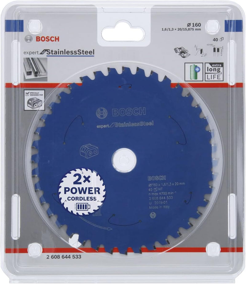 Bosch Accessories Kreissägeblatt Expert for Stainless Steel (Edelstahl, 160 x 20 x 1,6 mm, 40 Zähne,