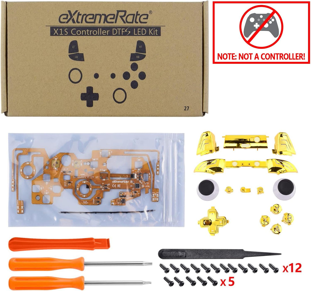 eXtremeRate DTF2.0 LED Kit für Xbox One S/X Controller, LED Leucht Kabel & Ersatz Symbol Knöpfe Set,