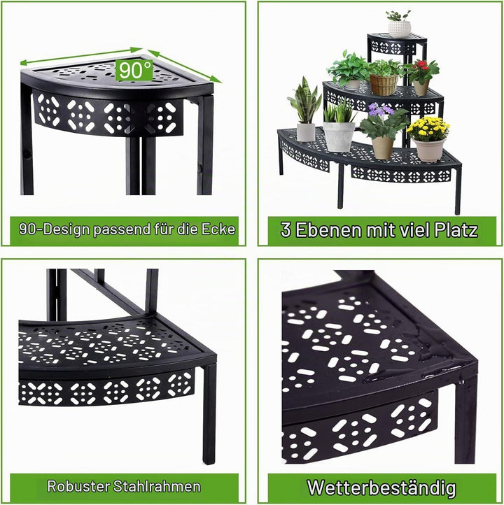 3 Stufen Metall Blumentreppe, Pflanzentreppe Blumenbank, Pflanzenregal Blumenregal, Pflanzenständer