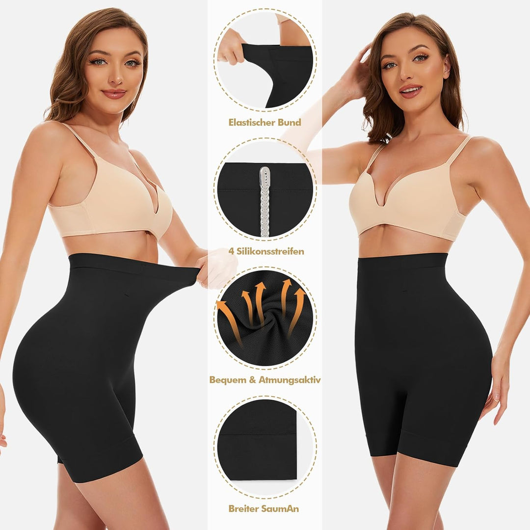 SIMIYA Bauchweg Unterhose Damen Hohe Taille Shapewear Nahtlose Miederhose mit Bein Figurenformend Mi