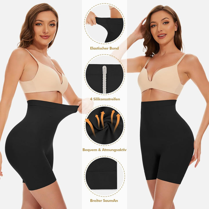 SIMIYA Bauchweg Unterhose Damen Hohe Taille Shapewear Nahtlose Miederhose mit Bein Figurenformend Mi
